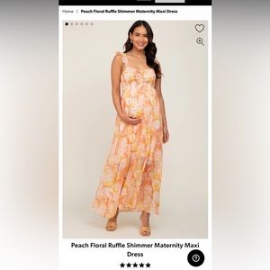 PinkBlush Peach Floral Maternity Maxi Dress